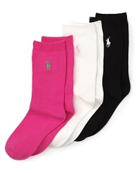 Ralph Lauren Childrenswear 3 Pack Flat Knit Socks - Girls 2-6X Ralph Lauren Childrenswear 3 Pack Flat Knit Socks - Girls 2-6X