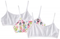 Maidenform Girl 7-16 3 Pack Crop Bra, Fun Peace Toss/White, Small