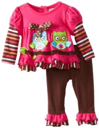 Rare Editions Baby Girls Newborn Owl Applique Legging Set, Fuchsia/Brown, 6-9 Months Rare Editions Baby Girls Newborn Owl Applique Legging Set, Fuchsia/Brown, 6-9 Months