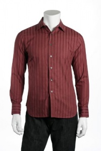 Alfani Red Boysenberry Striped LS Button Down Shirt Alfani Red Boysenberry Striped LS Button Down Shirt