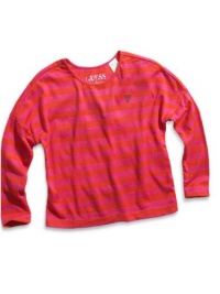 GUESS Little Girl Long-Sleeve Striped Oversize, DARK PINK (6X) GUESS Little Girl Long-Sleeve Striped Oversize, DARK PINK (6X)