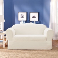 Sure Fit Twill Supreme 2-Piece Loveseat Slipcover, White Sure Fit Twill Supreme 2-Piece Loveseat Slipcover, White