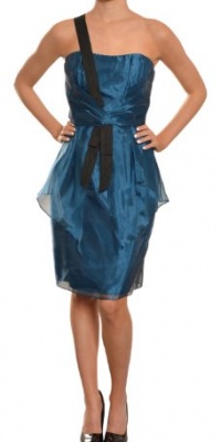 Badgley Mischka Women's Silk Organza Cocktail Dress 10 Pacific Blue