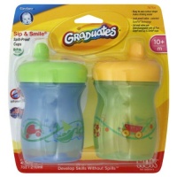 Gerber Graduates BPA Free 2 Pack Sip and Smile Spill Proof Cup, 7 Ounce, Blue/Green Gerber Graduates BPA Free 2 Pack Sip and Smile Spill Proof Cup, 7 Ounce, Blue/Green