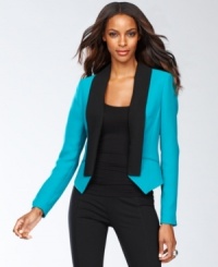 INC combines contrasting hues with a tuxedo-inspired silhouette for a statement-making blazer. INC combines contrasting hues with a tuxedo-inspired silhouette for a statement-making blazer.
