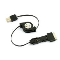 3 in 1 Retractable USB to Mini / Micro USB / Iphone 4 4s Ipod Sync Charging Cable Black 3 in 1 Retractable USB to Mini / Micro USB / Iphone 4 4s Ipod Sync Charging Cable Black
