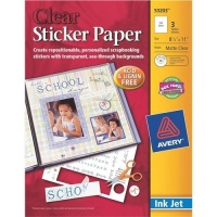 Avery Sticker Paper, 8.5 x 11 Inches, Clear, Pack of 3 (53203) Avery Sticker Paper, 8.5 x 11 Inches, Clear, Pack of 3 (53203)