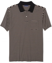 Clean-cut classic. Dressed up or down, this striped polo shirt from John Ashford will keep you stylish and comfortable in any season. Clean-cut classic. Dressed up or down, this striped polo shirt from John Ashford will keep you stylish and comfortable in any season.