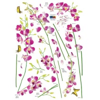 Nursery Easy Apply Wall Sticker Decorations - Orchid Tree Branch Stem Flower Butterfly