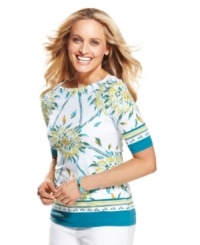 A pretty floral print enlivens this chic essential from Charter Club. Pair it with white pants for a fresh take on casual dressing! A pretty floral print enlivens this chic essential from Charter Club. Pair it with white pants for a fresh take on casual dressing!