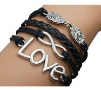 Plating Retro Silver Double Owl & Infinity Wish Love Bracelet Black Rope Braided Personalized Friendship Gift 2198r Plating Retro Silver Double Owl & Infinity Wish Love Bracelet Black Rope Braided Personalized Friendship Gift 2198r