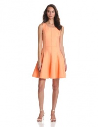 HALSTON HERITAGE Women's Sleeveless Ponte Dress With Flared Skirt, Nectar, 6 HALSTON HERITAGE Women's Sleeveless Ponte Dress With Flared Skirt, Nectar, 6