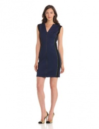 HALSTON HERITAGE Women's Sleeveless Zip Front Ponte, Midnight Black, 6 HALSTON HERITAGE Women's Sleeveless Zip Front Ponte, Midnight Black, 6