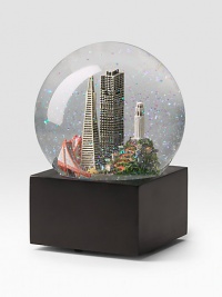 EXCLUSIVELY OURS. The San Francisco musical snowglobe features city scenes and landmarks, including: Golden Gate BridgeTransAmerica TowerSutter StreetCoit TowerCable carSan Francisco BaySaks Fifth AvenuePlays I Left My Heart In San Francisco6 highImported EXCLUSIVELY OURS. The San Francisco musical snowglobe features city scenes and landmarks, including: Golden Gate BridgeTransAmerica TowerSutter StreetCoit TowerCable carSan Francisco BaySaks Fifth AvenuePlays I Left My Heart In San Francisco6 highImported