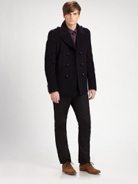 A true London classic crafed from soft-pile moleskin in a tailored double-breasted silhouette.Notch collarEpaulettesDouble-breasted button frontButton cuffsAngled welt pocketsBack beltAbout 30 from shoulder to hem61% viscose/39% cottonFully linedDry cleanMade in Italy A true London classic crafed from soft-pile moleskin in a tailored double-breasted silhouette.Notch collarEpaulettesDouble-breasted button frontButton cuffsAngled welt pocketsBack beltAbout 30 from shoulder to hem61% viscose/39% cottonFully linedDry cleanMade in Italy