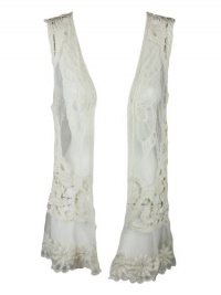 Alberto Makali womens mesh embroider lace open vest top Alberto Makali womens mesh embroider lace open vest top