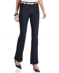 Not Your Daughter's Jeans' petite bootcut denim features a sexy dark wash and rhinestone embellished back pockets for a glam appeal! Not Your Daughter's Jeans' petite bootcut denim features a sexy dark wash and rhinestone embellished back pockets for a glam appeal!