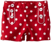 Hartstrings Baby-Girls Infant Printed Poplin Short, Red/White Dots, 18 Months