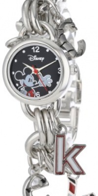 Disney Women's MK2067 Mickey Mouse Black Dial Charm Watch Disney Women's MK2067 Mickey Mouse Black Dial Charm Watch