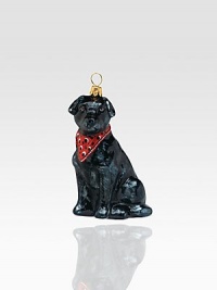 Joy to the World Collectibles European Blown Glass Pet Ornament, Labrador Retriever Black with Bandana Joy to the World Collectibles European Blown Glass Pet Ornament, Labrador Retriever Black with Bandana