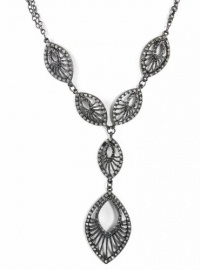 Alfani Necklace, 16 Hematite-Tone Bling Open Filigree with Crystal Accents Y-Necklace Alfani Necklace, 16 Hematite-Tone Bling Open Filigree with Crystal Accents Y-Necklace