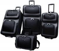 US Traveler New Yorker 4 Piece Luggage Set Expandable,Black,One Size US Traveler New Yorker 4 Piece Luggage Set Expandable,Black,One Size