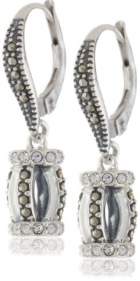 Judith Jack Tassels Sterling Silver Marcasite Crystal Barrel Leverback Drop Earrings Judith Jack Tassels Sterling Silver Marcasite Crystal Barrel Leverback Drop Earrings