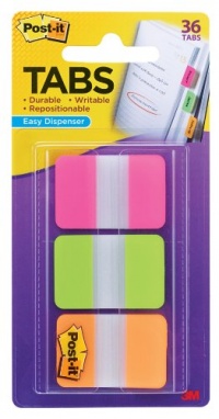 Post-it Tabs with On-the-Go Dispenser, 1-Inch Solid, Pink, Green, and Orange, 22-Tabs/Color, 66-Tabs/Dispenser Post-it Tabs with On-the-Go Dispenser, 1-Inch Solid, Pink, Green, and Orange, 22-Tabs/Color, 66-Tabs/Dispenser
