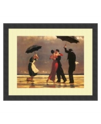 Jack Vettriano's distinctive and widely popular works conjure romantic, fanciful settings with 1920s-inspired motifs. This whimsical scene of singing and dancing in the rain is elegantly finished in a simple, satin black frame. Jack Vettriano's distinctive and widely popular works conjure romantic, fanciful settings with 1920s-inspired motifs. This whimsical scene of singing and dancing in the rain is elegantly finished in a simple, satin black frame.