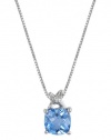 Effy Jewlery 14K White Gold Blue Topaz and Diamond Pendant, 1.61 TCW