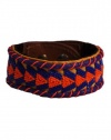 Fiona Paxton Womens Blue Orange Freddi Beaded Leather Cuff Bracelet