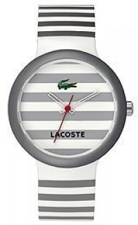 Lacoste GOA Grey and White Dial Striped Strap Unisex Watch 2010566 Lacoste GOA Grey and White Dial Striped Strap Unisex Watch 2010566