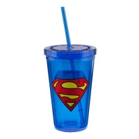 Vandor Superman 18-Ounce Acrylic Travel Cup with Lid and Straw, Blue Vandor Superman 18-Ounce Acrylic Travel Cup with Lid and Straw, Blue