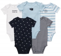 Carter's Baby Boys 5-pack Short Sleeve Bodysuit Set (Preemie-24M) (12 Months, Blue) Carter's Baby Boys 5-pack Short Sleeve Bodysuit Set (Preemie-24M) (12 Months, Blue)