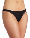 Calvin Klein Women's Bottom's Up Thong Panty, Black, Large