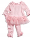 GUESS Kids Girls Newborn Long-Sleeve Dress with Flowers and Leggings Set (0-9m), LIGHT PINK (6/9M)