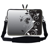 15 15.6 inch Gray Black Swirl Design Laptop Sleeve Bag Carrying Case with Hidden Handle & Adjustable Shoulder Strap for 14 15 15.6 Apple Macbook, Acer, Asus, Dell, Hp, Sony, Toshiba, and More