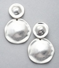 Jones New York Earrings, Hammered Silver-Tone Double Circle Clip on Dangle Earrings Jones New York Earrings, Hammered Silver-Tone Double Circle Clip on Dangle Earrings