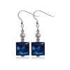 SCER185 Sterling Silver 4mm Square Abalone Crystal Earrings Made with Swarovski Elements