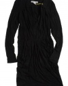 BCBGeneration Women's Shirred Wrap Dress, Black, Medium