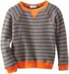 Splendid Littles Boys 2-7 Toddler Lexington Stripe Long Sleeve Raglan Sweatshirt, Carbon/Pumpkin, 2T