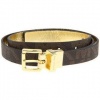 Michael Kors Mk Signature Logo Reversible Brown / Gold Skinny Thin Belt 3/4 Inch Gold Buckle Size X-large