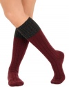 Ribbed Knee Hi Boot Socks Wool Silk Cashmere Blend Womens 6 Color Options Color: Red Wine