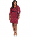 Jones New York Women's Plus-Size Three-Quarter Sleeve Wrap Dress