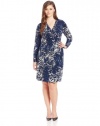 Jones New York Women's Plus-Size Long Sleeve Wrap Dress