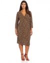 Jones New York Women's Plus-Size 3/4 Sleeve Faux Wrap Dress