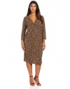 Jones New York Women's Plus-Size 3/4 Sleeve Faux Wrap Dress