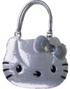 Hello Kitty Die Cut Sequins Face Silver Hand Bag