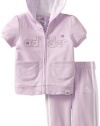 adidas Baby-Girls Infant ITG Clubhouse Short Sleeve Jacket and Pant Set, Orchid Bloom, 18 Months