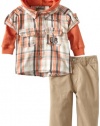 Nannette Baby-boys Infant Moose Plaid 2 Piece Pant Set